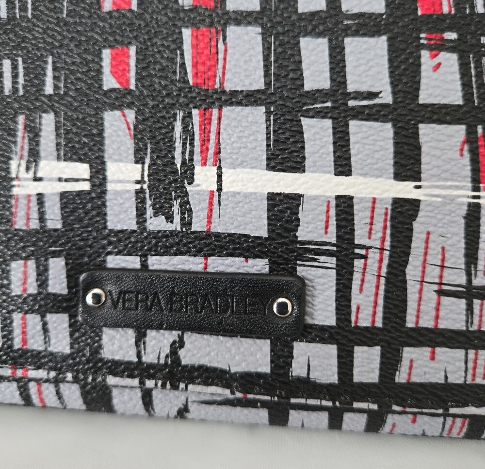 Vera Bradley Black Red White Plaid Long Wallet Continental Organizer - Picture 2 of 10